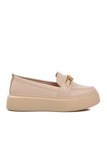 Ayakmod Bej Kadın Loafer Ayakkabı