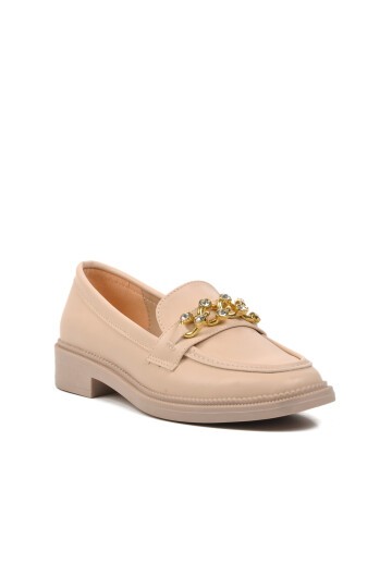 Ayakmod Bej Kadın Loafer Ayakkabı