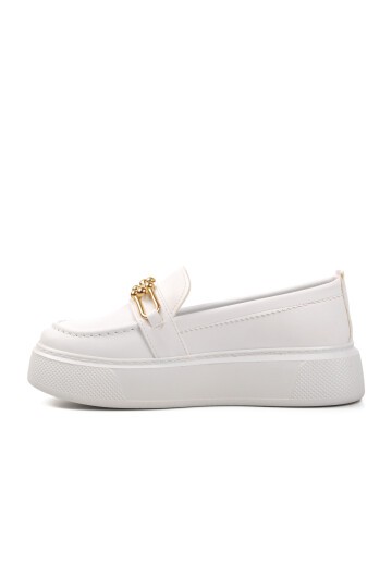 Ayakmod Beyaz Kadın Loafer Ayakkabı
