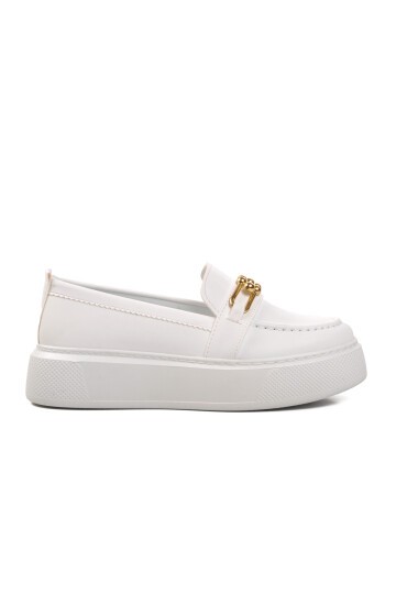 Ayakmod Beyaz Kadın Loafer Ayakkabı