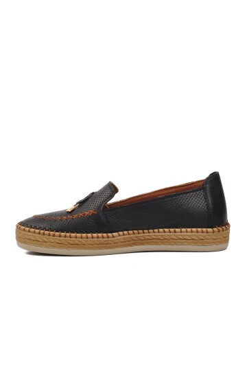 Ayakmod Geniş Kalıp  Siyah Kadın Loafer Ayakkabı