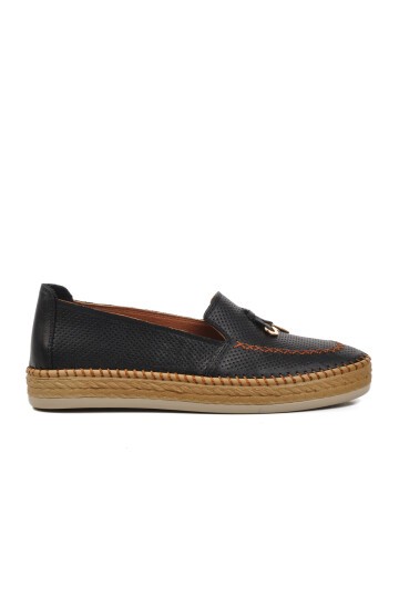 Ayakmod Geniş Kalıp  Siyah Kadın Loafer Ayakkabı