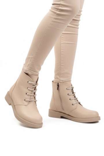 Bej Cilt İçi Polarlı Fermuarlı Kadın Bot 284098 Z