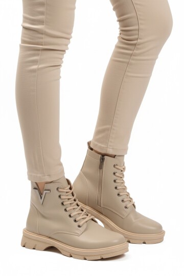 Bej Cilt Fermuarlı Kadın Bot 351071 Z