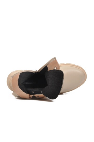 Bej Cilt Fermuarlı Kadın Bot 351071 Z