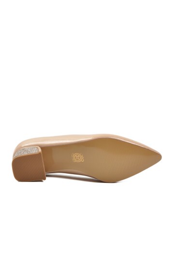 Bej Kırışık Hafif Kadın Topuklu Ayakkabı 357180 Z