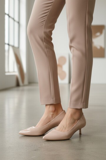 Bej Rugan İnce Topuklu Kadın Topuklu Ayakkabı 458343 Z