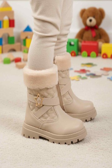 Bej Fermuarlı Çocuk Bot Evla P