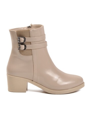 Bej İçi Kürklü Fermuarlı Kadın Bot 1006 Z