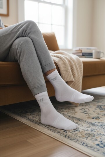 Beyaz Pamuklu Erkek Uzun Çorap TNS-2181