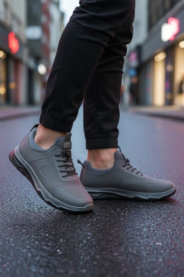 Füme Lastik Bağcıklı Comfort Taban Hafif Erkek Spor Ayakkabı Kaif 2323 M