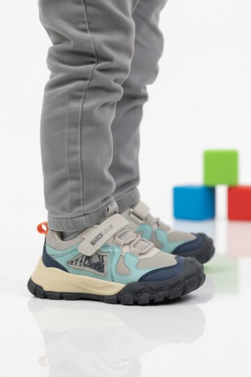 MarcoKids Gri Cırtlı Hafif Çocuk Spor Ayakkabı MarcoKids 22678 P