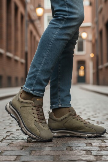 Haki Hakiki Deri Erkek Spor Ayakkabı 2623 M