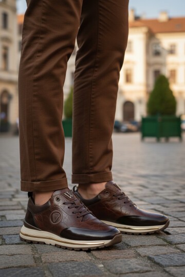 Kahve Açma Hakiki Deri Erkek Günlük Ayakkabı M112 M