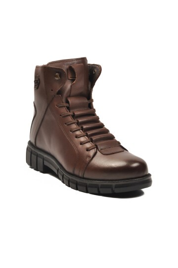 Kahve Hakiki Deri Fermuarlı İçi Kürklü Erkek Bot 2K8518-HK-350 M