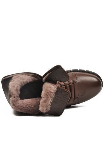 Kahve Hakiki Deri Fermuarlı İçi Kürklü Erkek Bot 2K8518-HK-350 M