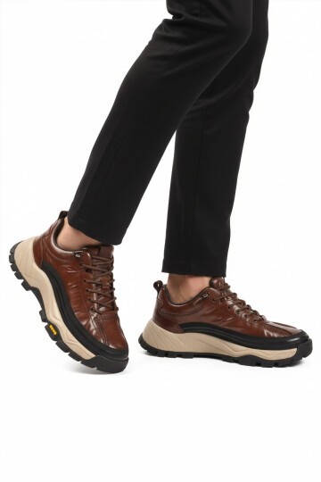 Kahve Hakiki Deri Tokalı Erkek Günlük Ayakkabı 25K570 M