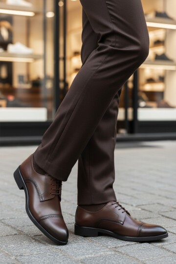 Kahve Hakiki Deri Erkek Klasik Ayakkabı 395 M