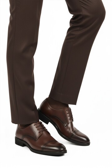 Kahve Hakiki Deri Erkek Klasik Ayakkabı 395 M