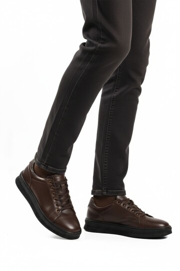 Kahve Hakiki Deri Erkek Sneaker 2516 M