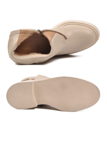 Krem Fermuarlı İçi Kürklü Kadın Bot PC-55161 Z