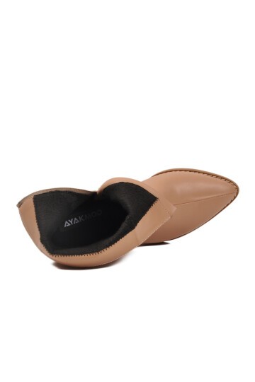 Nude Cilt Fermuarlı Kadın Bot Dar Kalıp 262326 Z