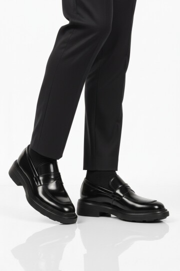 Siyah Açma Hakiki Deri Erkek Günlük Ayakkabı 3254 M