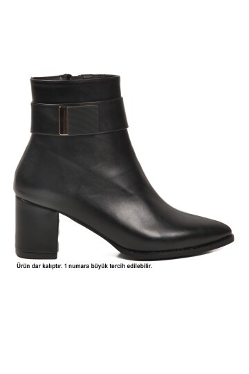 Siyah Deri Kadın Bot 262326 Z (Dar Kalıp)