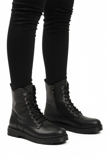 Siyah Cilt İçi Kürklü Kadın Bot 525383 Z