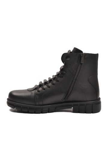 Siyah Hakiki Deri Fermuarlı İçi Kürklü Erkek Bot 2K8518-HK-350 M