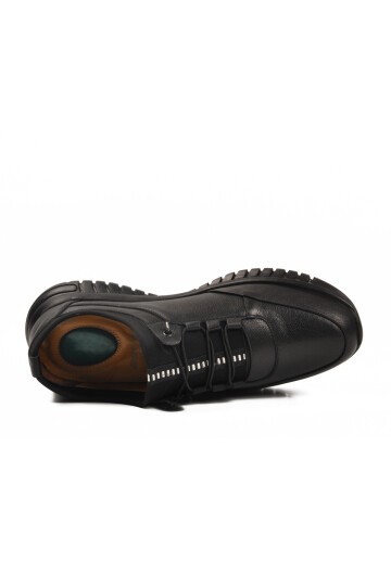 Siyah Hakiki Deri Bağcıklı Erkek Günlük Ayakkabı Ayakmod 316 M