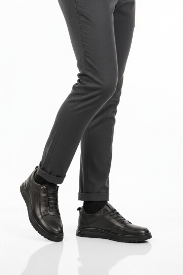 Siyah Hakiki Deri Tokalı Erkek Günlük Ayakkabı 138 M