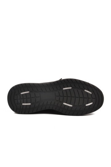 Siyah Hakiki Deri Lastik Bağcıklı  Erkek Günlük Ayakkabı 25K500-1 M