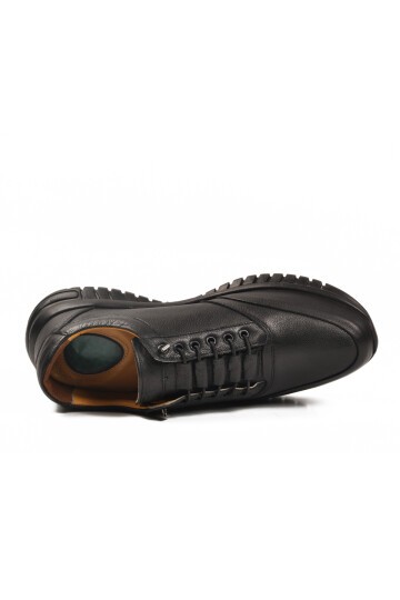 Siyah Hakiki Deri Bağcıklı Erkek Günlük Ayakkabı 315 M
