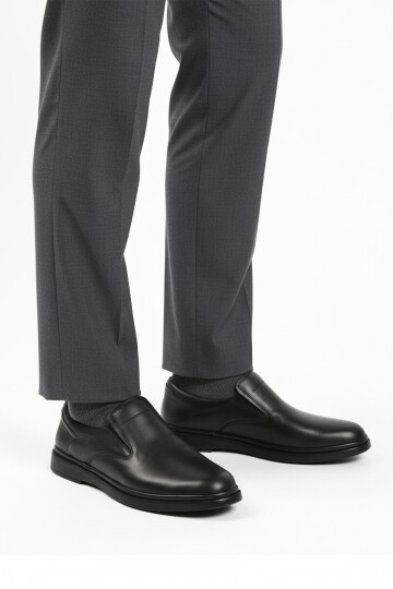 Siyah Hakiki Deri Erkek Günlük Ayakkabı DSN 2026 M