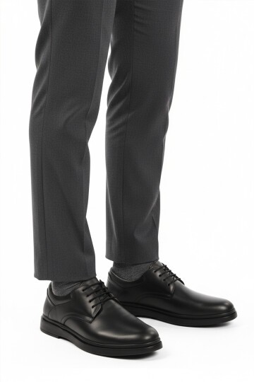 Siyah Hakiki Deri Erkek Günlük Ayakkabı DSN 2027 M