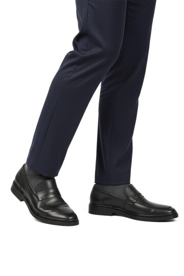 Siyah Hakiki Deri Erkek Günlük Ayakkabı DSN 2033 M