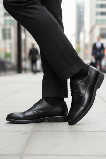 Siyah Hakiki Deri Erkek Klasik Ayakkabı 2798 M