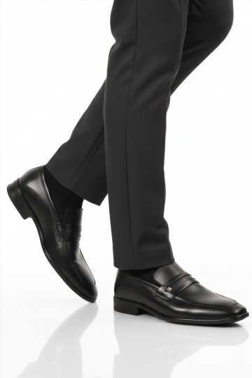 Siyah Hakiki Deri Erkek Klasik Ayakkabı 2818 M