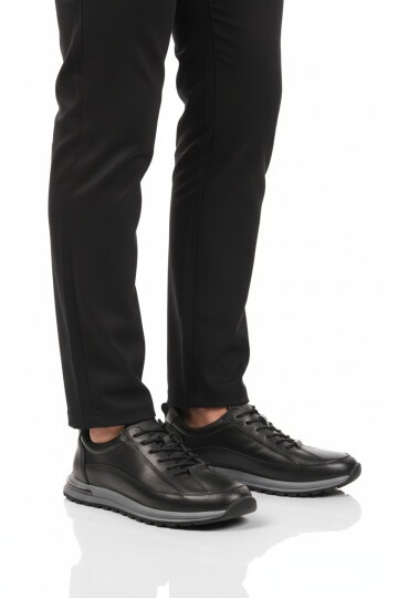 Siyah Hakiki Deri Erkek Sneaker 2036 M