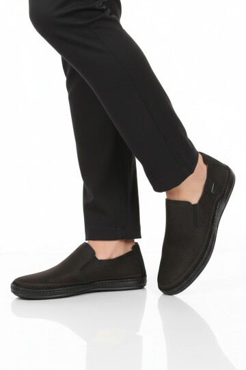 Siyah Nubuk Hakiki Deri Erkek Günlük Ayakkabı 803 M