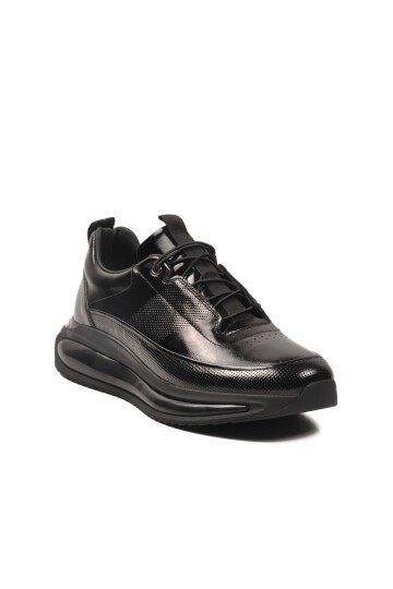 Siyah Rugan Hakiki Deri AirbagSole Erkek Sneaker 152-22053 M
