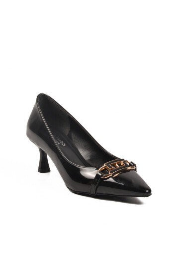 Siyah Rugan Hafif İnce Topuklu Kadın Abiye Ayakkabı 695029 Z