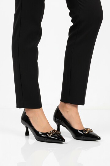 Siyah Rugan Hafif İnce Topuklu Kadın Abiye Ayakkabı 695029 Z