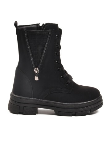 Siyah İçi Polarlı Çocuk Bot G-1001 F ( Fermuarlıi )