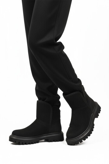 Siyah Süet İçi Kürklü Kadın Bot 548038 Z