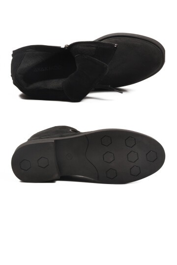 Siyah Süet İçi Polarlı Fermuarlı Kadın Bot 284098 Z