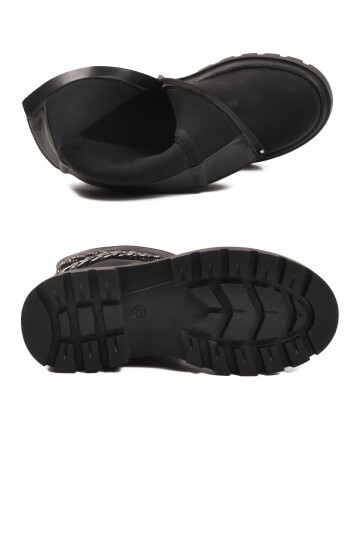 Siyah Fermuarlı İçi Polarlı Çocuk Çizme Duru F