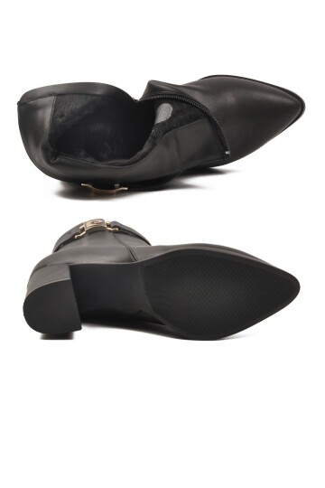 Siyah Fermuarlı Yüksek Topuklu Kadın Bot PC-54975 Z