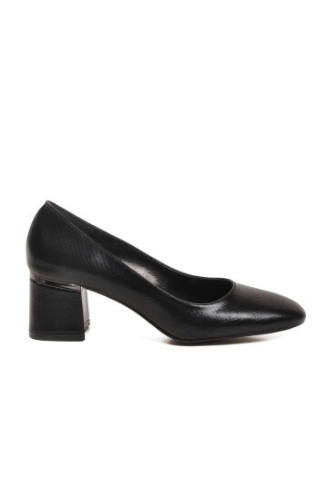 Siyah Yılan Hafif Topuklu Kadın Abiye Ayakkabı 357184 Z